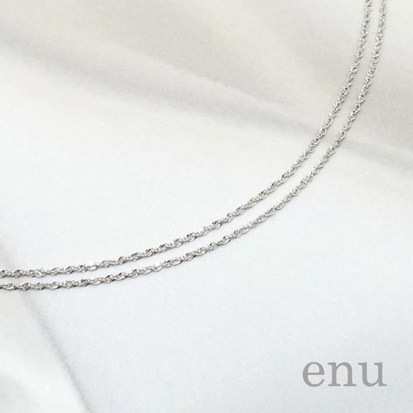 ［ENA-003］ エヌ enu 10金 K10 ホワイトゴールド 2連アンクレット