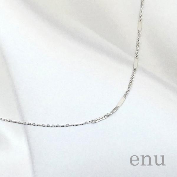 ［ENA-004］ エヌ enu 10金 K10 ホワイトゴールド アシンメトリーアンクレット