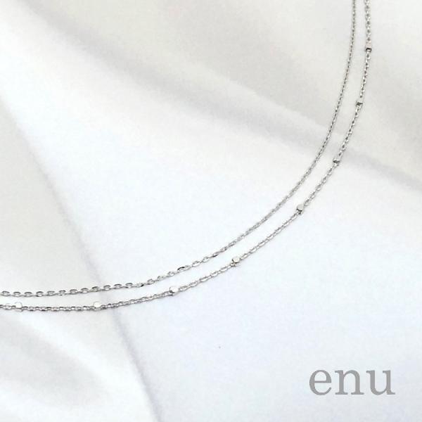 ［ENA-005］ エヌ enu 10金 K10 ホワイトゴールド 2連アンクレット