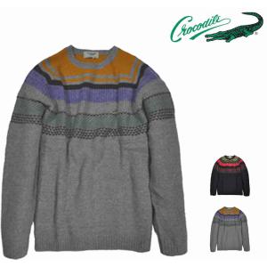 クロコダイル Crocodile 大きいサイズ セーター ハーフジップ衿 毛混