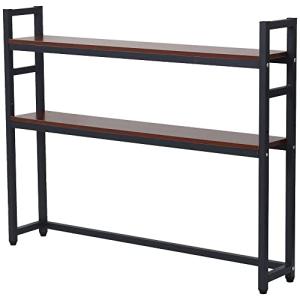 Bonarca デスク上収納ラック デスク上置き棚 机上ラック 2段 幅115cm ブラック×ブラウン 机上台 木製 耐荷重各棚35kg モニター台 机上収納 書類棚