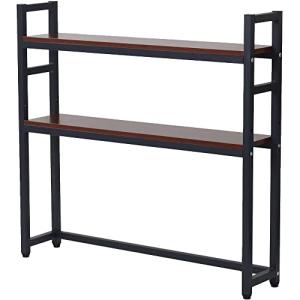 Bonarca デスク上収納ラック デスク上置き棚 机上ラック 2段 幅95cm ブラック×ブラウン 机上台 木製 耐荷重各棚35kg モニター台 机上収納 書類棚