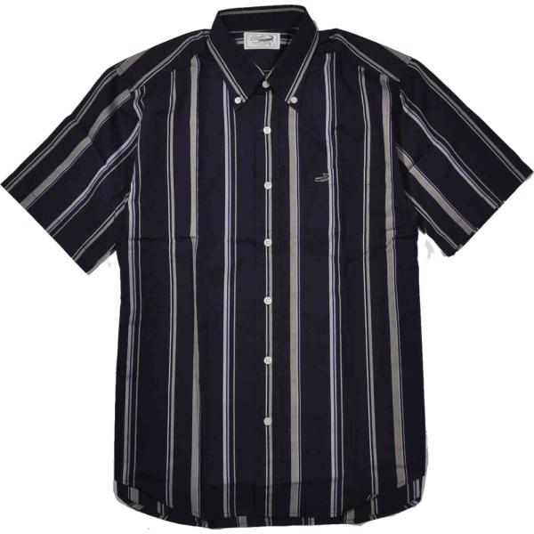 [クロコダイル] シャツ 半袖 ストライプシャツ 綿混　Mサイズ　2紺ストライプ　1601-0416...