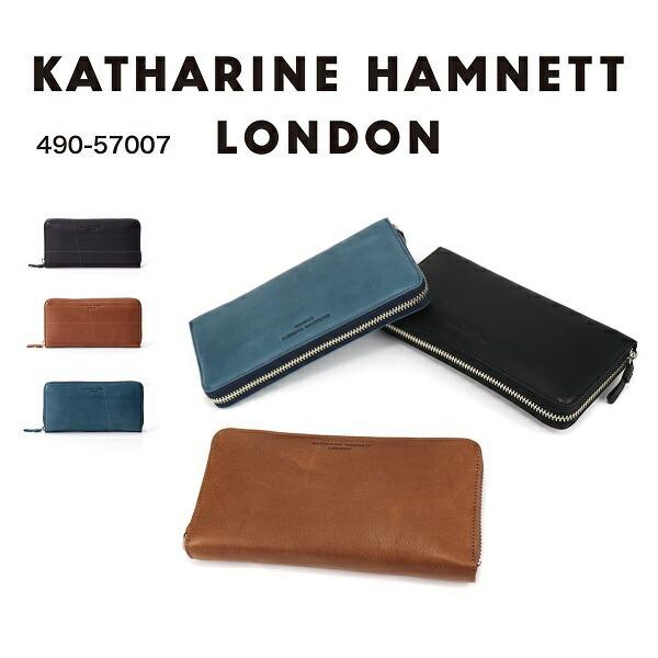 KATHARINE HAMNETT キャサリンハムネット 長財布 ラウンドファスナー 札入れ 小銭入...