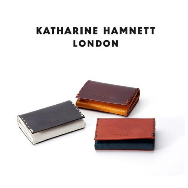 KATHARINE HAMNETT キャサリンハムネット 名刺入れ 小銭入れ かぶせ カード収納 牛...