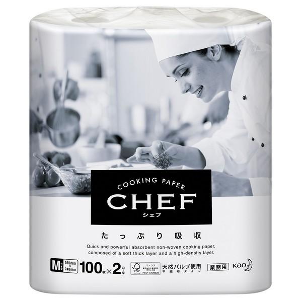 花王　クッキングペーパー　CHEF(シェフ)　たっぷり吸収　Mサイズ　100枚×2ロール×6袋【取り...