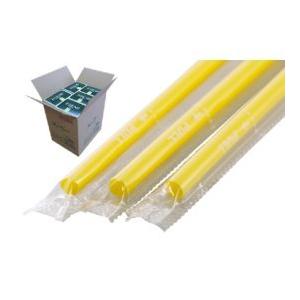 ストレートストロー　6mm×21cm　フィルム包装　黄色　500本入×20箱