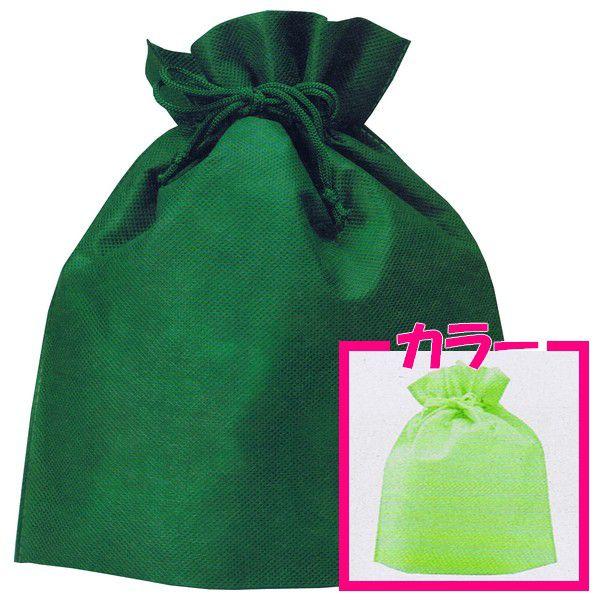 【送料無料】不織布巾着袋(大)　無地　パステルグリーン　250×280×底マチ80mm　50枚【メー...