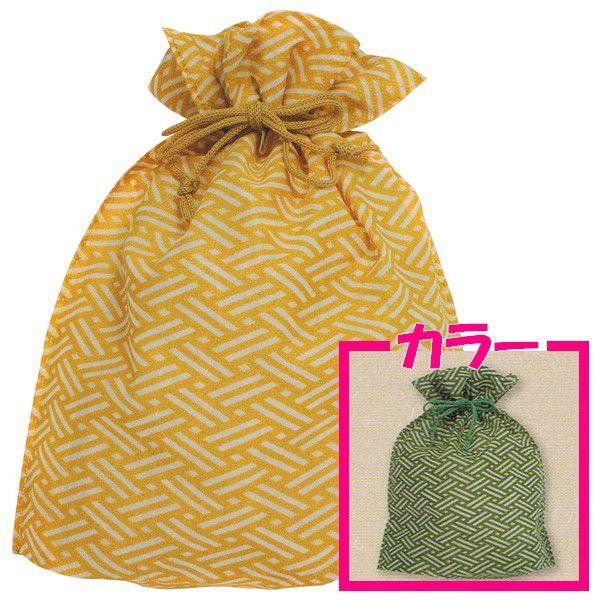 不織布和風柄巾着袋　檜垣(ひがき)柄　ハーブ　250×280×底マチ80mm　50枚【メーカー直送・...
