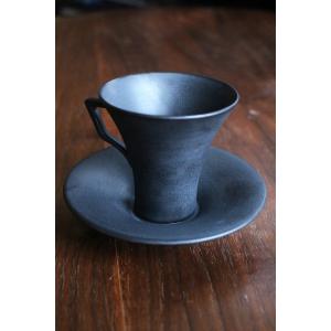 陶芸作家【宮崎雄太　器とデザイン】コーヒーカップ＆ソーサー  BLK  作家の器　作家物　デザイン雑貨　おしゃれ　黒｜nontitletokyo