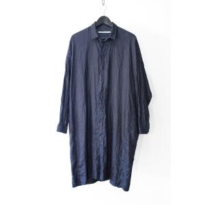 VITAL ヴァイタル　Indigo Dyed Long Shirts  Indigo Dye & Sumi Coating ロングシャツコート　S-M ブラック　インディゴ｜nontitletokyo