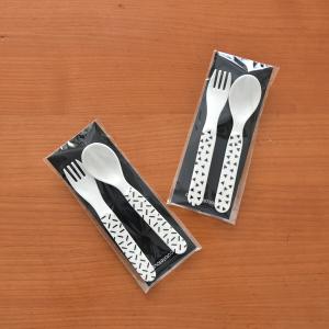 【メール便可】chocolatesoup/ジオメトリーメラミンスプーンフォークセット GEOMETRY SPOON & FORK SET チョコレートスープ カトラリー おしゃれ モノトーン｜nooks