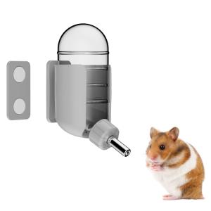 ハムスター 給水器 強力マグネット 磁気吸着 水飲み器 金網＆アクリルケージ対応 工具不要で簡単取付 ハムスター・小動物用 120ml (グレー, 1
