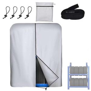 タイヤラックカバー 屋外 防水 8本収納 ファスナー付 厚手 420D タイヤカバー 保管カバー 紫外線カット 劣化汚れ防止 防風 チャック付 収納袋