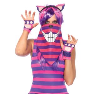 在庫処分 巻くだけ簡単 チェシャ猫バンダナ コスプレ スカーフ マスク チェシャ猫 アリス 猫 ハロウィン コスプレ