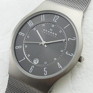 スカーゲン メンズ レディース ユニセックス チタニウム ダークグレー×グレー ステンレスメッシュ 233XLTTM 腕時計 手表 記念日 ポイント消化