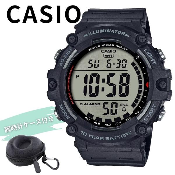 カシオ 腕時計 メンズ デジタル 見やすい 大画面 100m防水 黒 スポーツ 時計ケース付き 爆買...