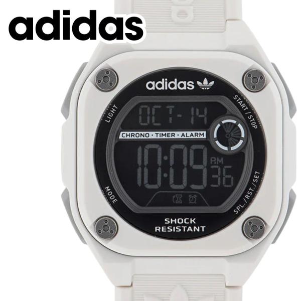 アディダス 腕時計 メンズ デジタル 防水 ブラック ホワイト 樹脂バンド おしゃれ シンプル カジ...
