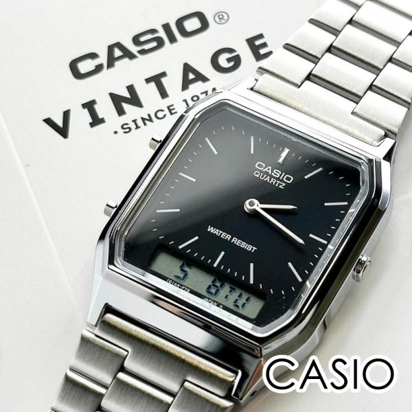 日本未発売 アナログデジタル 腕時計 手表 カシオ スタンダード 角型 ブラック メンズ レディース...