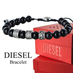 DIESEL（ディーゼル） ブレスレット ブランド ブラック×シルバー ロゴ