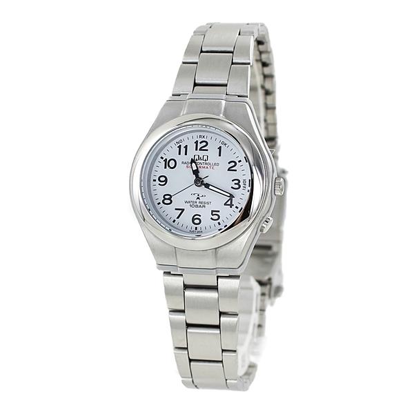 国内正規品 シチズン Q&amp;Q レディース 電波ソーラー ホワイト シルバー ステンレス 誕生日 クリ...