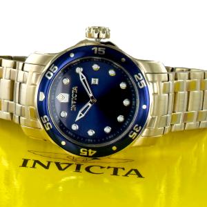 インビクタ 腕時計 メンズ 防水 invicta プロダイバー 青 金 大きい文字盤 インヴィクタ ...