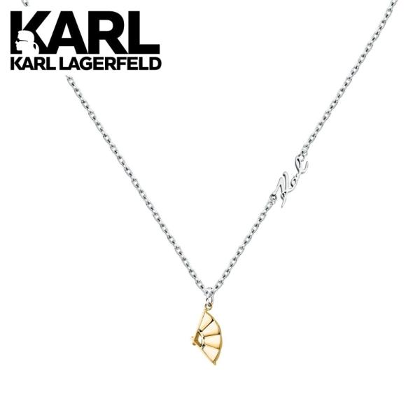 カールラガーフェルド 正規品 ネックレス ファンモチーフ ジュエリー レディース シルバー×ゴールド...