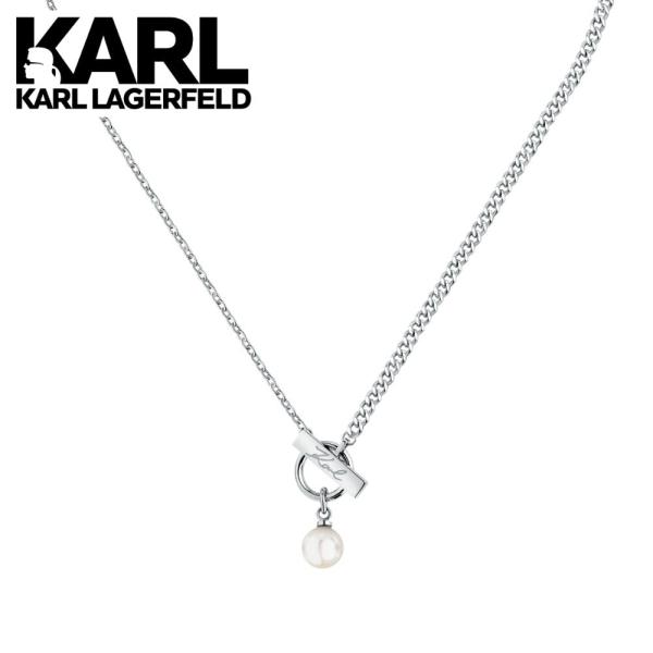 カールラガーフェルド 正規品 ネックレス パール チェーン レディース シルバー ロジウム仕上げ ア...