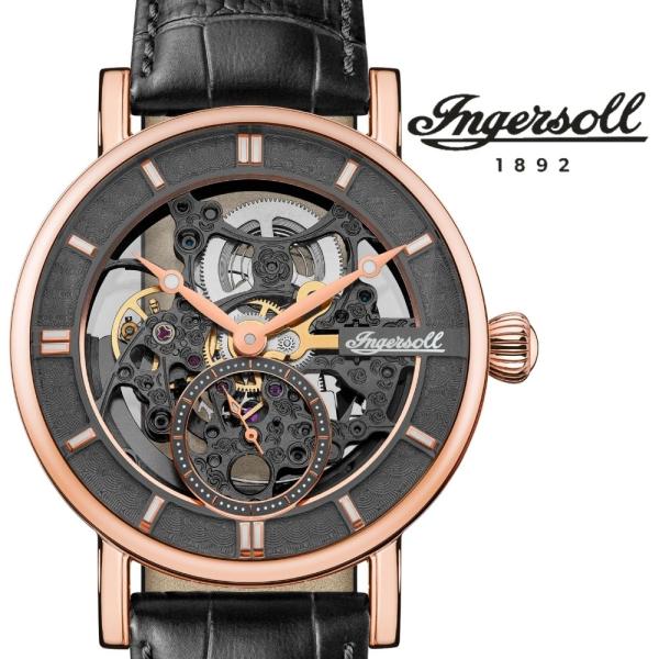 自動巻き 腕時計 インガソール 正規品 ヘラルド オートマチック ウォッチ スケルトンダイヤル ブラ...