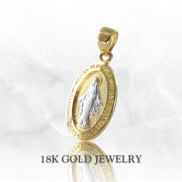 18金 ペンダントトップ ネックレス チャーム K18 18K メダイ お守りジュエリー 女性 母 ...