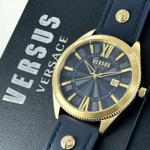 ヴェルサス ヴェルサーチ 腕時計 メンズ おしゃれ 革ベルト ダークブルー 青文字盤 誕生日プレゼント 父の日｜腕時計ノップル