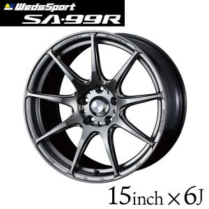 ウェッズスポーツ SA-99R 15インチ 6J インセット38/48 4穴 PCD100 プラチナシルバーブラック PSB 単品 1本 代引き不可 4本購入で送料無料
