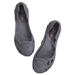 シューズ フラット ラバー パンプス 晴雨 オフィス やわらか レディース (グレー, measure