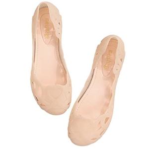 シューズ フラット ラバー パンプス 晴雨 オフィス やわらか レディース (ピンクベージュ, mea