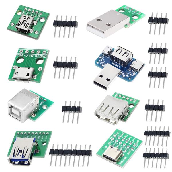 DAOKAI 8個 USB - DIP アダプター 2.54mm USB Type-C/Type-B...