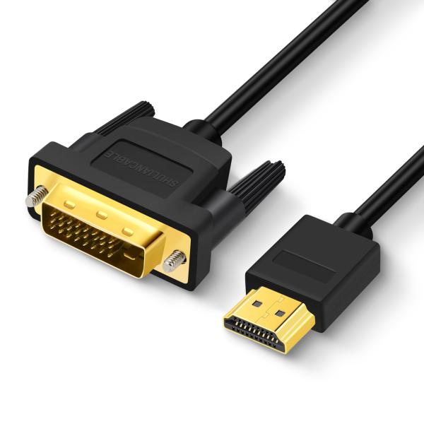 SHULIANCABLE HDMI-DVI 変換ケーブル 双方向 DVI-D 24+1 オス - H...