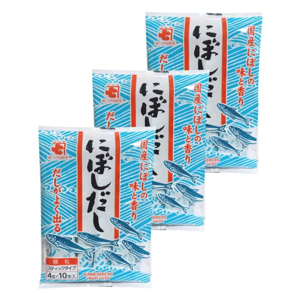 顆粒だし かね七 風味にぼしだし 4g×10本 3袋セット だしの素 出汁 和風だし みそ汁 煮物 ...