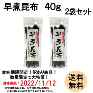 訳あり　賞味期限間近：2022年11月12日　早煮昆布 40g　2袋セット　昆布巻　だし昆布　ご飯　煮物　サラダ
