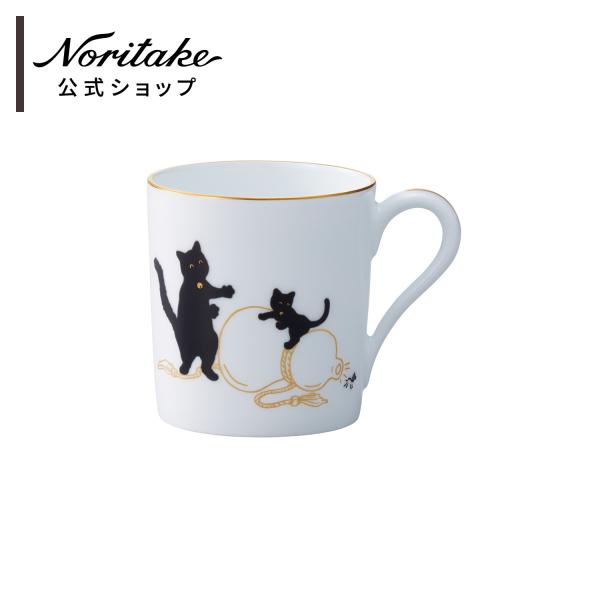 大倉陶園 黒猫親子-縁起物語-II マグカップ「瓢箪から駒」 ( 食器 ギフトボックス入り