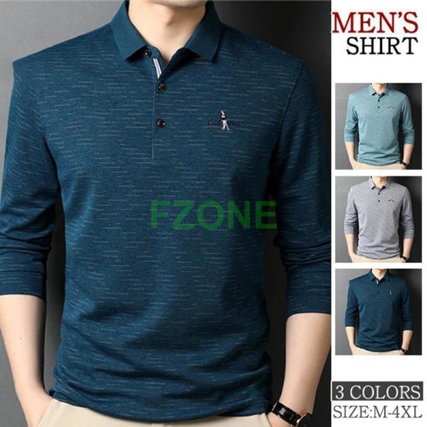 ゴルフウェア メンズ ポロシャツ 長袖 シャツ 刺繍 POLO 紳士服 スポーツ ビジネス 大きいサ...
