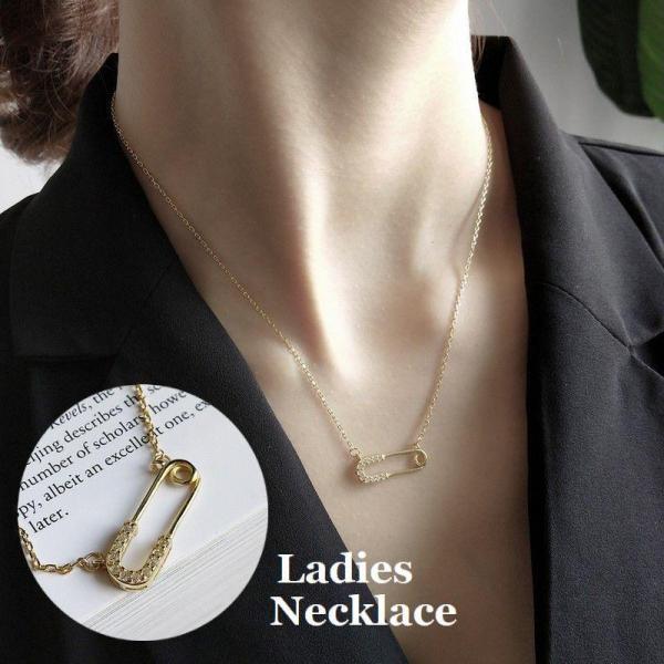 ネックレス ペンダント アクセサリー レディース シルバー925 安全ピン風 首飾り ゴールドカラー...