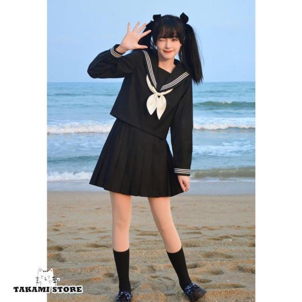 セーラー服 高校 制服 セット 女子高生 制服スカート 学生服 女子 長袖  ミニ 膝丈 スカーフ ...