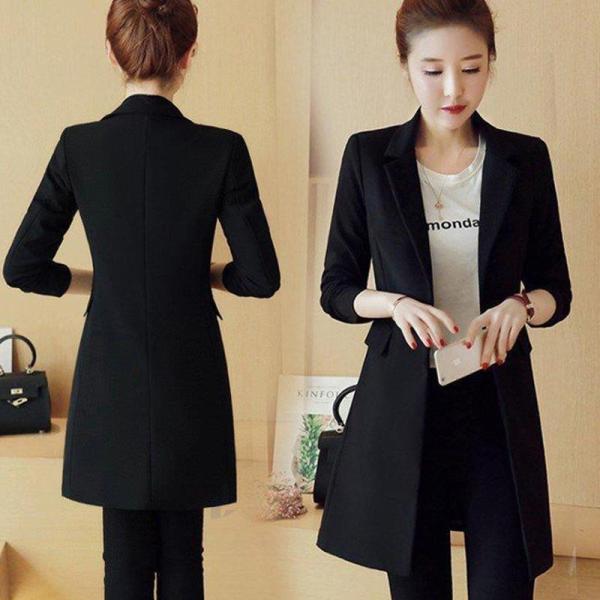 テーラード ロング レディース テーラード 長袖 コート フォーマル スーツ 黒 ブラック  オフィ...