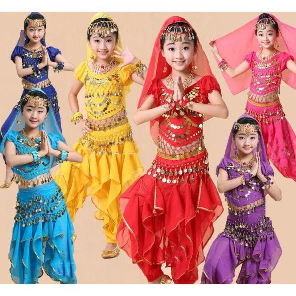 ベリーダンス 衣装 セット キッズ 5点ゼット子供用豪華ステージ衣装 80cm~170cm 出演 舞...
