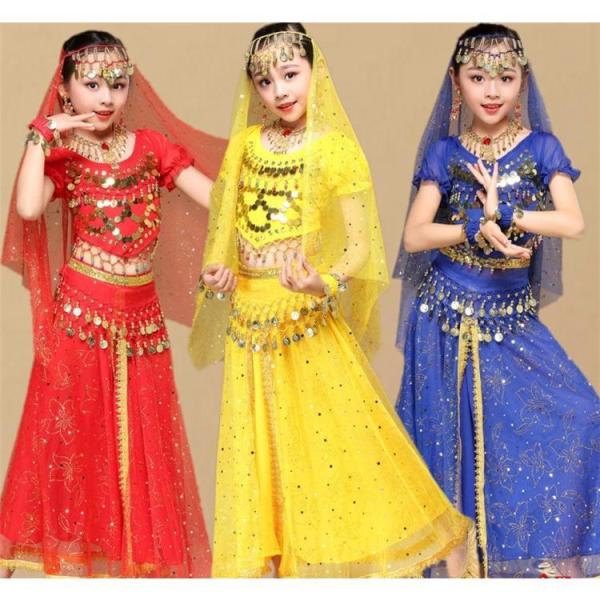 ベリーダンス 衣装 セット キッズ 5点ゼット 80cm~170cm子供用豪華ステージ衣装 出演 舞...