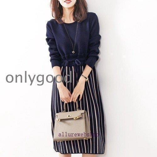 ドッキングワンピース 20代 30代 40代 50代 通勤 オフィス ひざ丈 ワンピース レディース...