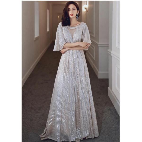 ロングドレス 袖あり ウエディングドレス フォーマルドレス パーティードレス 結婚式 お呼ばれ 二次...