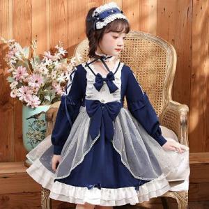 3点セット 子供ドレス ロリータ キッズ ワンピース ロリータ風ワンピ 女の子 メイド服 コスプレ ...