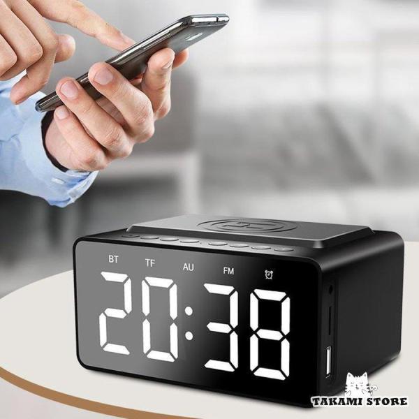 アラーム時計 枕元 非カチカチ ledアラーム時計 usb充電 充電.bluetooth スピーカー...