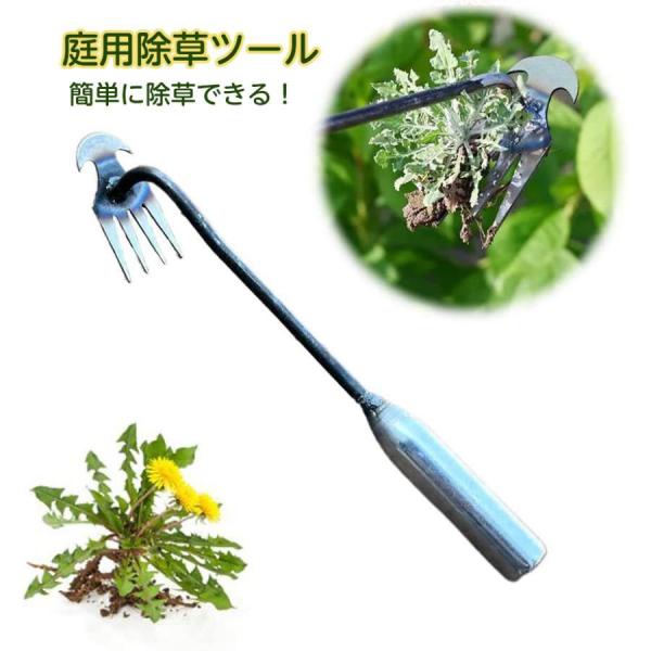新しい除草アーティファクト 草抜き 草刈り 根こそぎ 除草ツール 園芸用 草取り 4本タイン 3タイ...